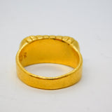20th Century Chinese 24ct Yellow Gold Green Jade Panel Dress Ring Antique c1920