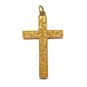 Edwardian 9ct Yellow Gold Ivy Leaf Pattern Cross Pendant Antique c1910