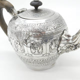 Victorian Sterling Silver 12 Zodiac Signs Teapot 1891 London Charles S. Harris