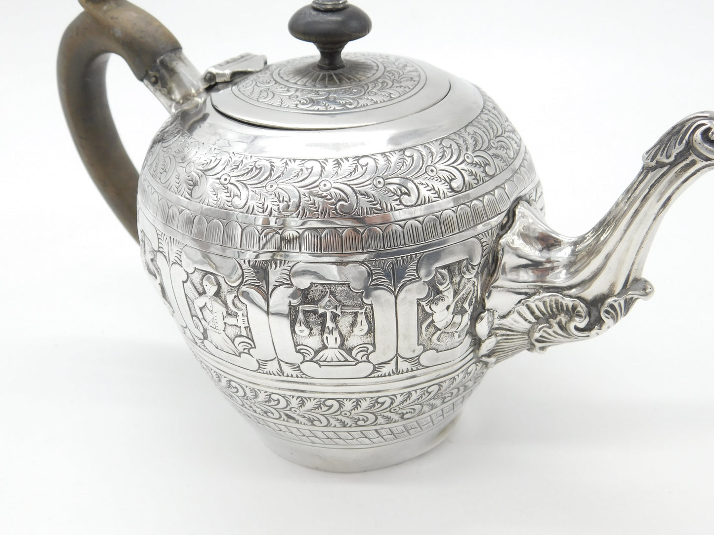 Victorian Sterling Silver 12 Zodiac Signs Teapot 1891 London Charles S. Harris