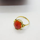 French 18ct Yellow Gold & Faceted Carnelian Signet Ring Antique c1900 Victorian