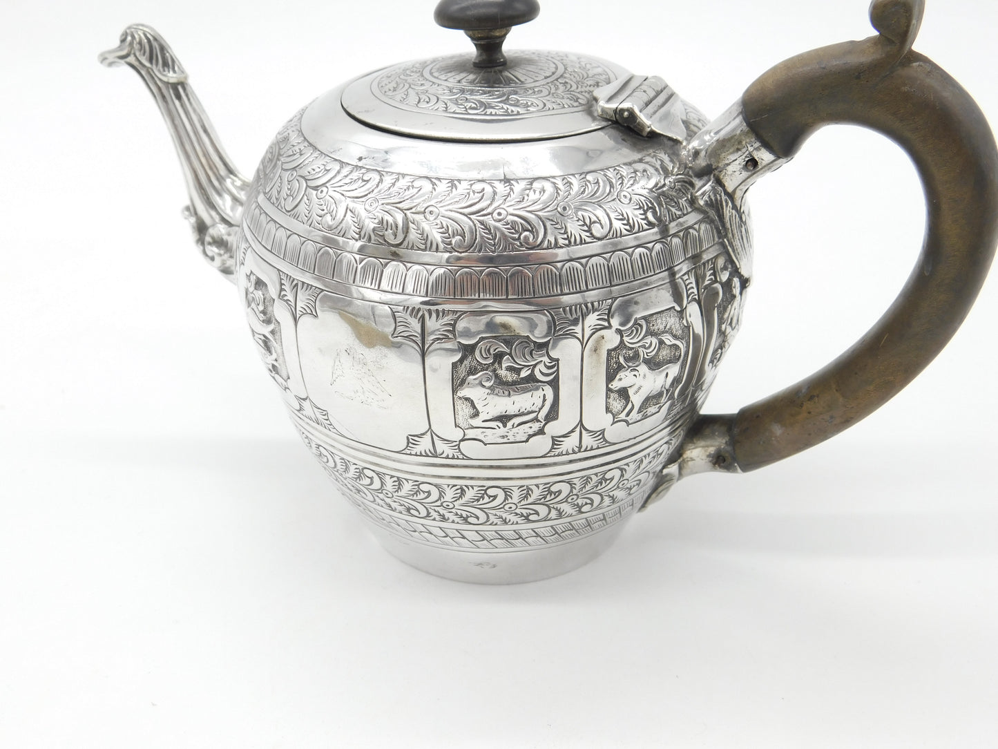 Victorian Sterling Silver 12 Zodiac Signs Teapot 1891 London Charles S. Harris