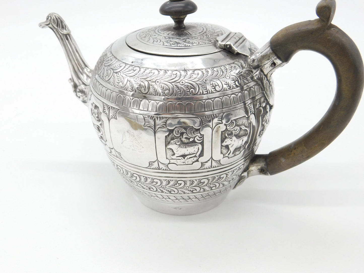 Victorian Sterling Silver 12 Zodiac Signs Teapot 1891 London Charles S. Harris