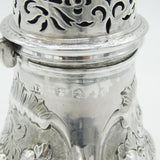 Queen Anne Britannia Standard Floral Silver Sugar Caster Antique 1703 London, Charles Adam