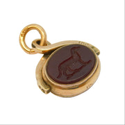 Victorian 10ct Gold, Carved Bloodstone & Carnelian Intaglio Spinner Fob Antique c1890