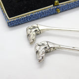 Pair of Hound Dog Mask Terminal Sterling Silver Spoons Vintage 1982 Birmingham