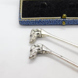 Pair of Hound Dog Mask Terminal Sterling Silver Spoons Vintage 1982 Birmingham