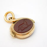 Victorian 10ct Gold, Carved Bloodstone & Carnelian Intaglio Spinner Fob Antique c1890