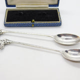 Pair of Hound Dog Mask Terminal Sterling Silver Spoons Vintage 1982 Birmingham