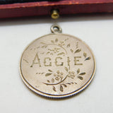 Victorian Canadian Sterling Silver 'Aggie' Love Token Shilling Pendant Antique