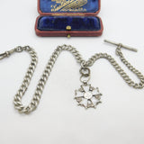 Victorian Sterling Silver Graduating Albert Watch Chain with Fob Antique c1890