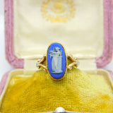 Victorian 9ct Rose Gold & Wedgwood Jasperware Classical Ring c1890 Antique