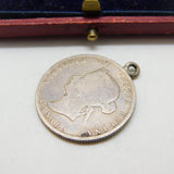 Victorian Canadian Sterling Silver 'Aggie' Love Token Shilling Pendant Antique