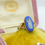 Victorian 9ct Rose Gold & Wedgwood Jasperware Classical Ring c1890 Antique