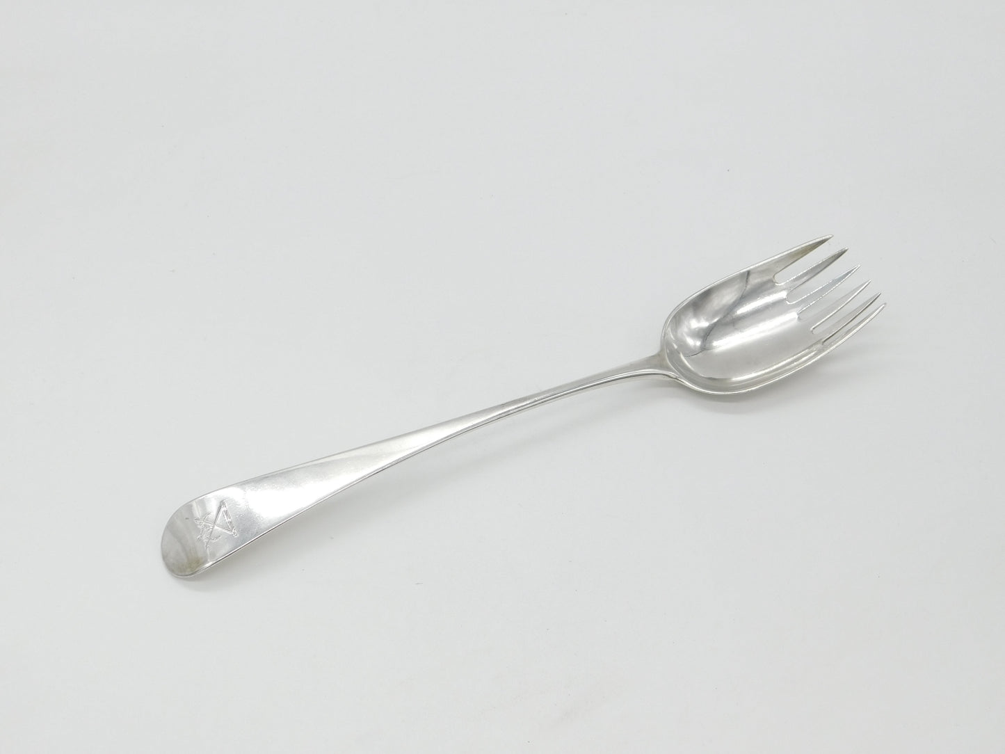 George II Large Sterling Silver Crested Runcible Spoon 1740 London Antique