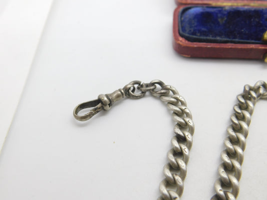 Victorian Sterling Silver Graduating Albert Watch Chain with Fob Antique c1890