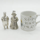Art Deco Pair of Sterling Silver Novelty Dutch Lady & Gent Pepper Shakers 1926 London