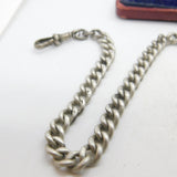 Victorian Sterling Silver Graduating Albert Watch Chain with Fob Antique c1890