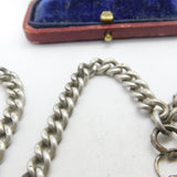 Victorian Sterling Silver Graduating Albert Watch Chain with Fob Antique c1890