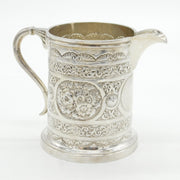 Victorian Sterling Silver Floral Pattern Cream Jug Antique 1890 London