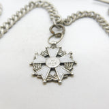 Victorian Sterling Silver Graduating Albert Watch Chain with Fob Antique c1890