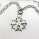 Victorian Sterling Silver Graduating Albert Watch Chain with Fob Antique c1890