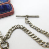 Victorian Sterling Silver Graduating Albert Watch Chain with Fob Antique c1890
