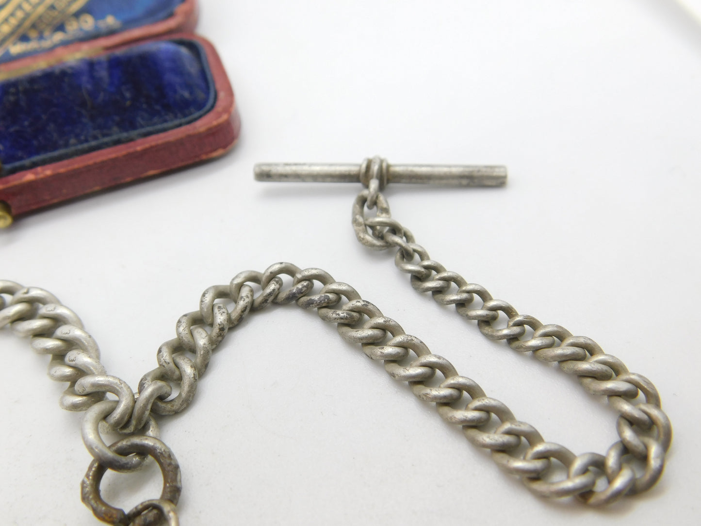 Victorian Sterling Silver Graduating Albert Watch Chain with Fob Antique c1890