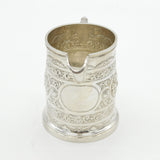 Victorian Sterling Silver Floral Pattern Cream Jug Antique 1890 London