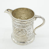 Victorian Sterling Silver Floral Pattern Cream Jug Antique 1890 London