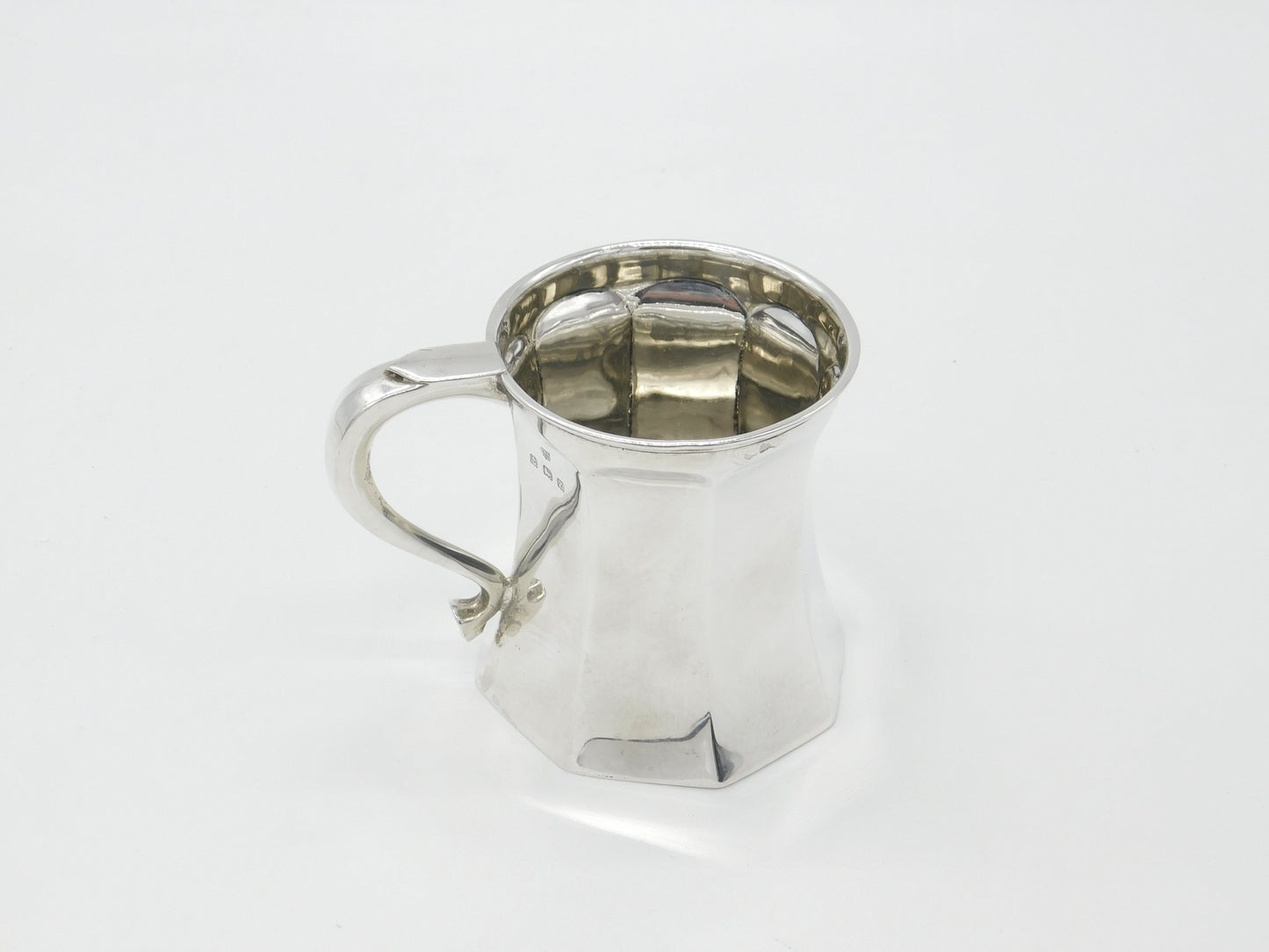 Sterling Silver Modernist Curved Pattern Christening Mug 1924 Birmingham Antique