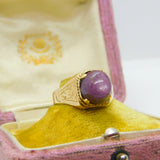 Victorian 18ct Yellow Gold & Cabochon Natural 4ct Star Ruby Ring c1900 Antique
