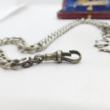 Victorian Sterling Silver Graduating Albert Watch Chain with Fob Antique c1890
