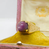 Victorian 18ct Yellow Gold & Cabochon Natural 4ct Star Ruby Ring c1900 Antique