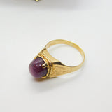 Victorian 18ct Yellow Gold & Cabochon Natural 4ct Star Ruby Ring c1900 Antique
