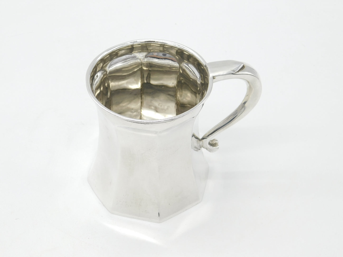 Sterling Silver Modernist Curved Pattern Christening Mug 1924 Birmingham Antique