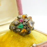 Austro-Hungarian 14ct Gold & Mixed Gemstone Set Statement Ring c1900 Victorian