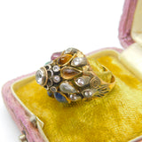 Austro-Hungarian 14ct Gold & Mixed Gemstone Set Statement Ring c1900 Victorian
