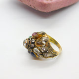 Austro-Hungarian 14ct Gold & Mixed Gemstone Set Statement Ring c1900 Victorian