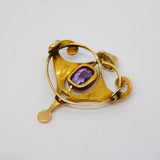 Edwardian 9ct Gold & Amethyst Lavalier Pendant Antique c1910 Thomas L. Mott