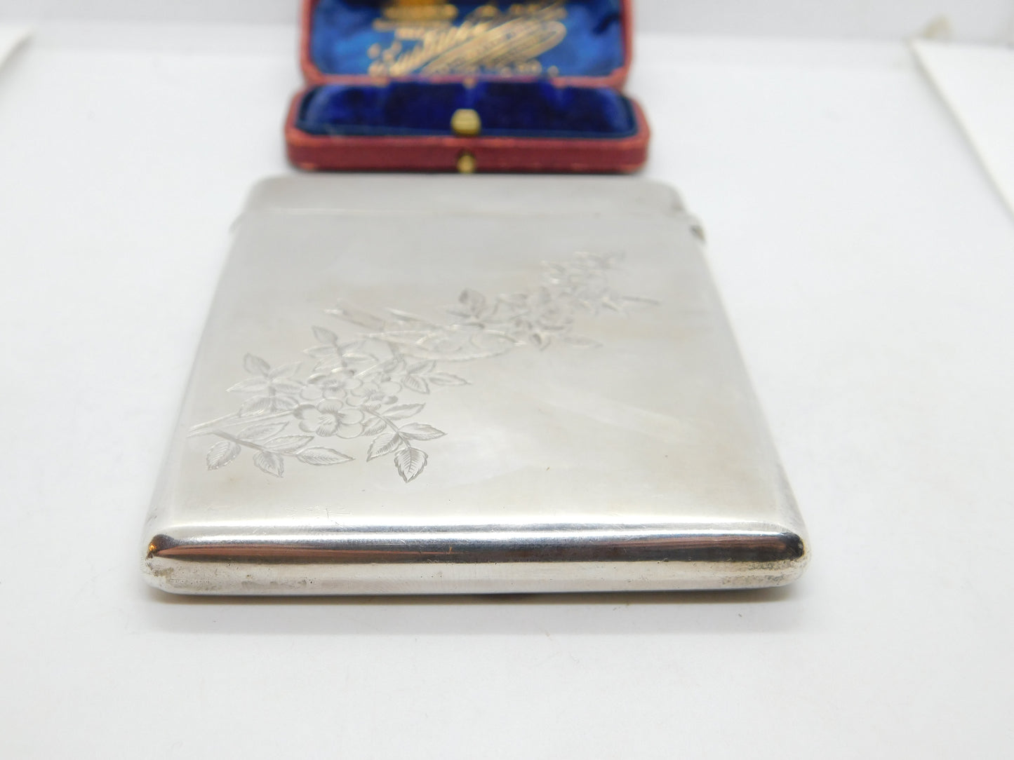 Victorian Aesthetic Movement Sterling Silver Card Case Squirrel & Bird 1882