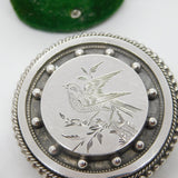 Victorian Sterling Silver Aesthetic Bird Sweetheart Brooch Antique c1880