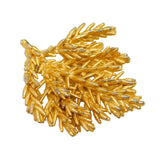 Danish Sterling Silver Gilt Pine Leaf Brooch Pin Vintage c1970 Flora Danica