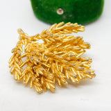 Danish Sterling Silver Gilt Pine Leaf Brooch Pin Vintage c1970 Flora Danica