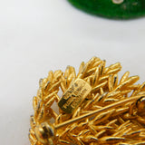 Danish Sterling Silver Gilt Pine Leaf Brooch Pin Vintage c1970 Flora Danica