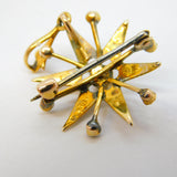 Edwardian 9ct Yellow Gold, Seed Pearl Starburst Lavalier Pendant Antique c1910