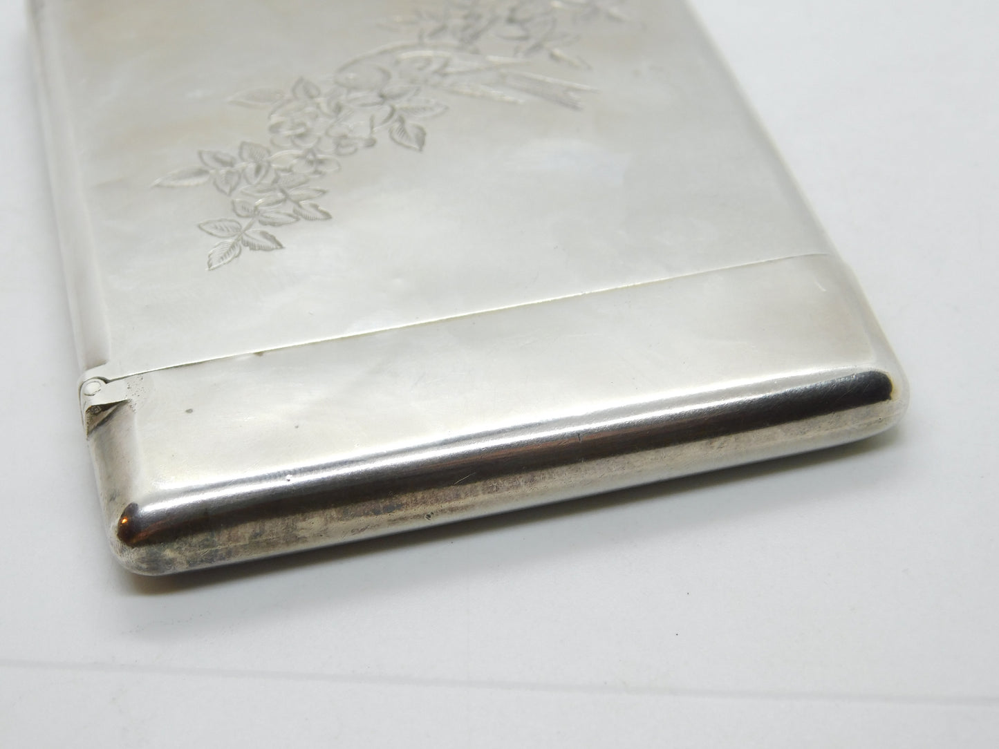 Victorian Aesthetic Movement Sterling Silver Card Case Squirrel & Bird 1882