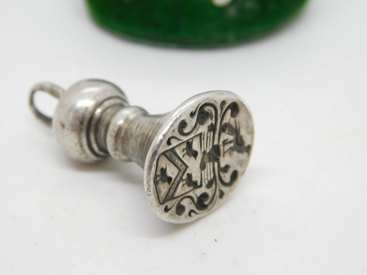 Late-17th Century Sterling Silver Bell Form Heraldic Fob Seal Antique c1690