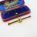 12ct Yellow Gold Cased & Seed Pearl Crescent Sweetheart Brooch c1920 Antique