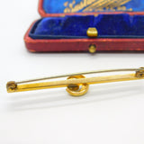 12ct Yellow Gold Cased & Seed Pearl Crescent Sweetheart Brooch c1920 Antique